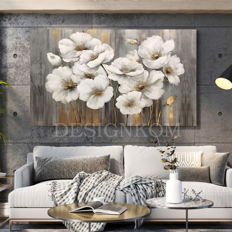 white flowers in grey