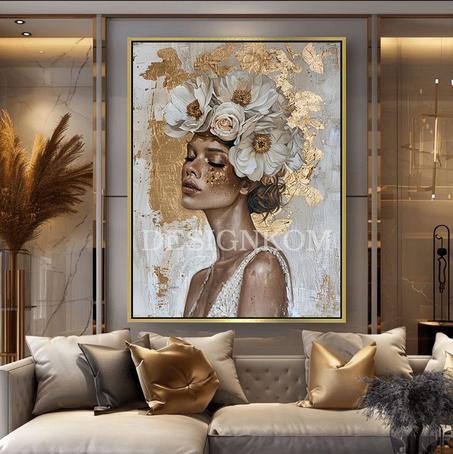 Golden Floral Elegance woman