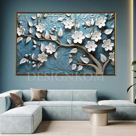 3d tree green flowers