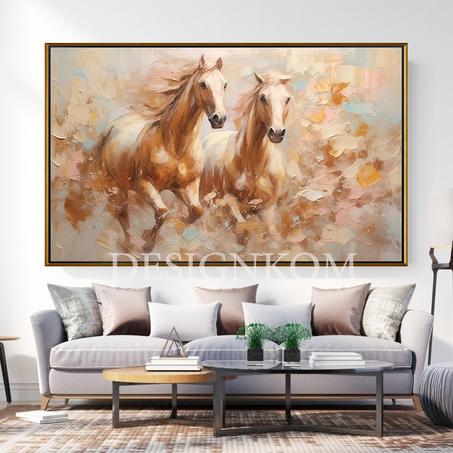 horses couple in pink