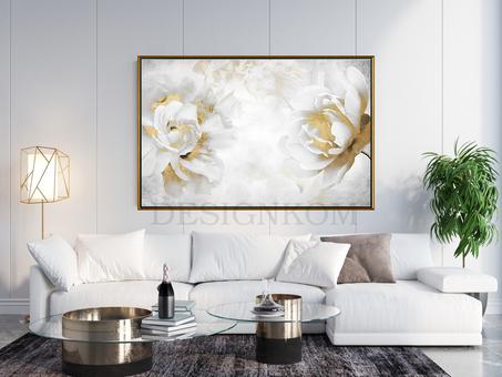 COLD WITHE FLOWER IN GOLD