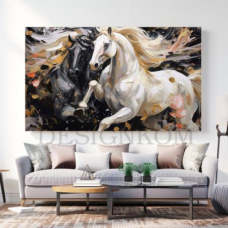 horses couple in pink