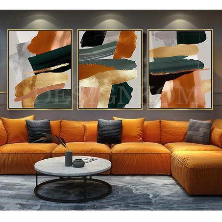 Abstract Luxe - Orange, Gold and Emerald Green