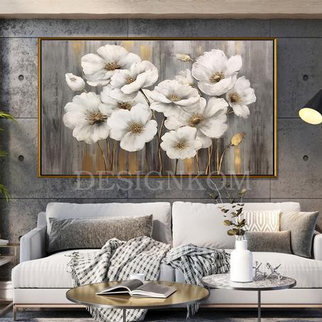 white flowers in grey