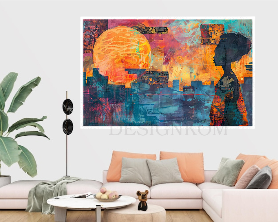 ABSTRACT BLACK WOMAN SUN