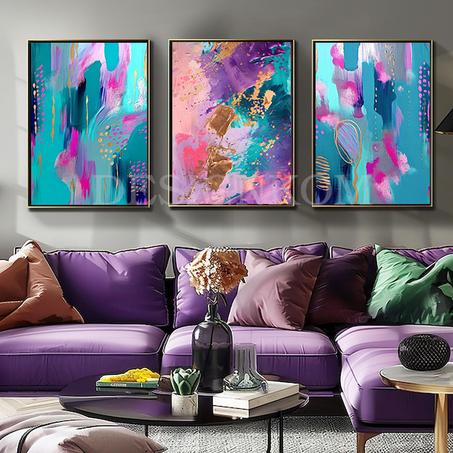 abstract modern Purple and Turquoise