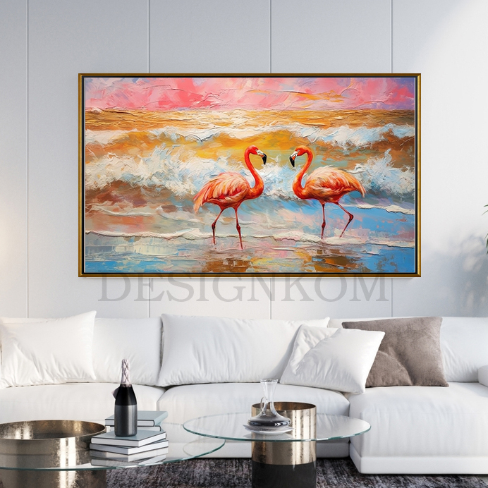 flamingo couple paint