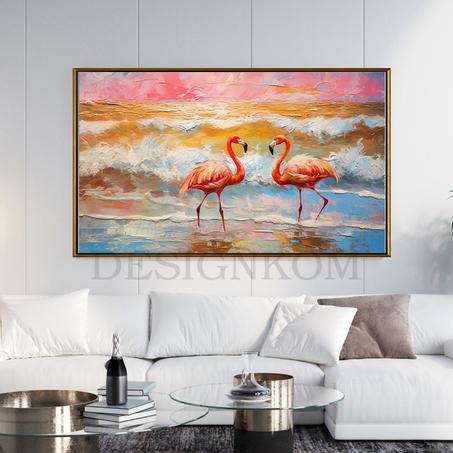 flamingo couple paint