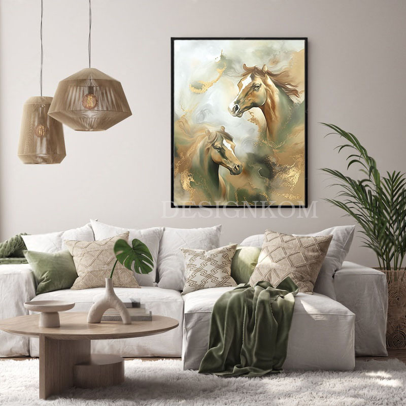 dreamy horses in green