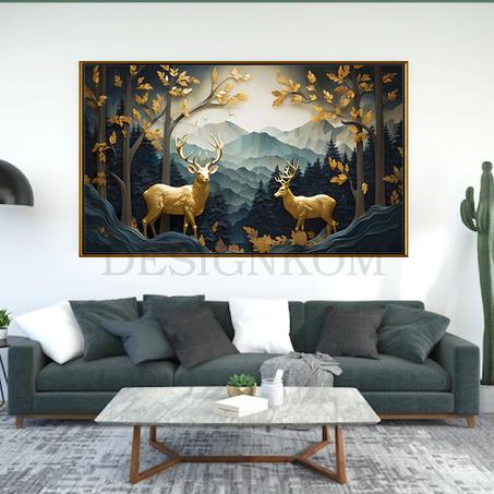 3D cerfs couples in forest dream