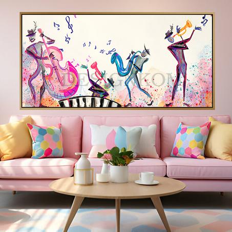 Colorful Abstract Jazz Painting – Modern Musicians