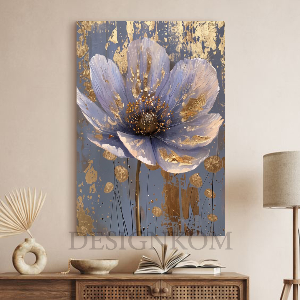 purpple flower in gold
