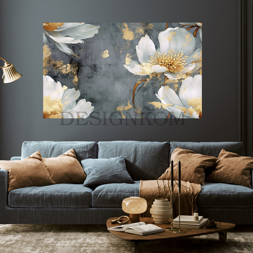 flowers polin in grey