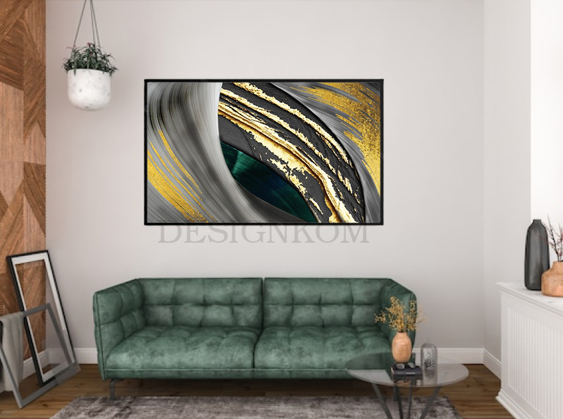 ABSTRACT GREEN GOLD SWIRL