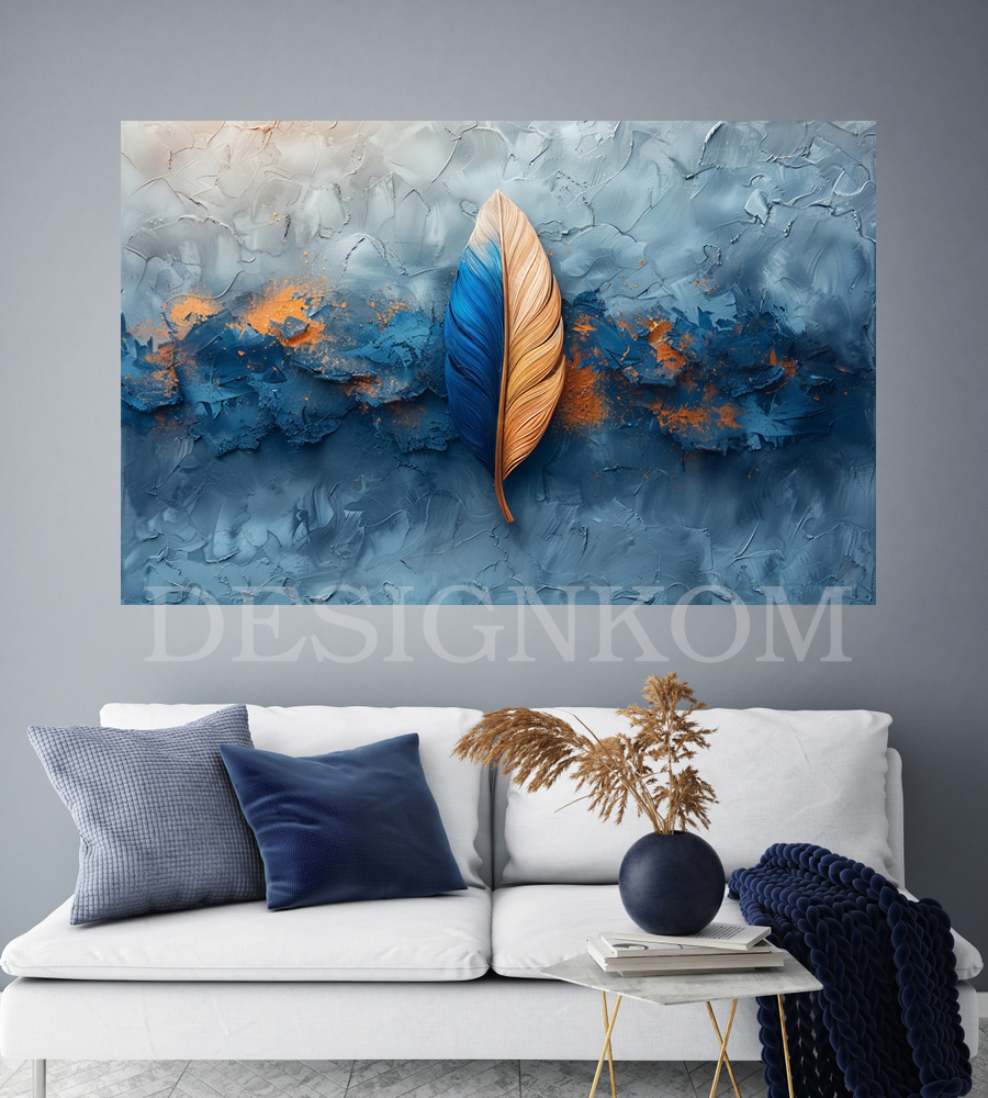 dreamy orange blue feather