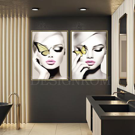 Sublime Women with Yellow Hair and Butterflies