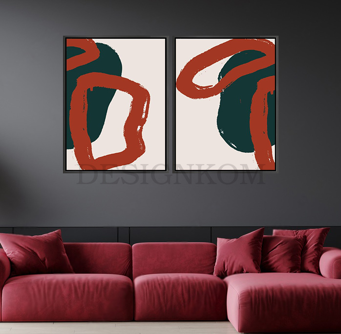 Abstract Terracotta and Dark Green