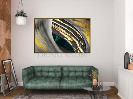 ABSTRACT GREEN GOLD SWIRL
