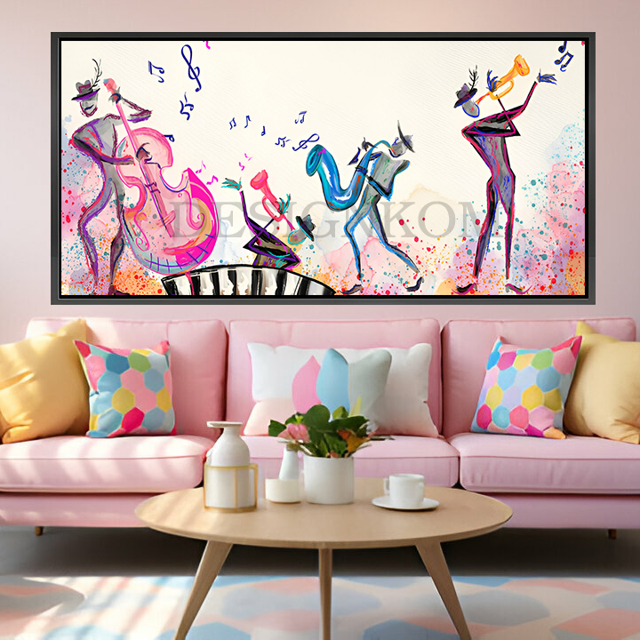 Colorful Abstract Jazz Painting – Modern Musicians