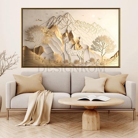 golden 3D cerf forest