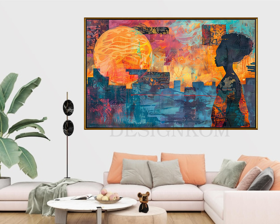 ABSTRACT BLACK WOMAN SUN