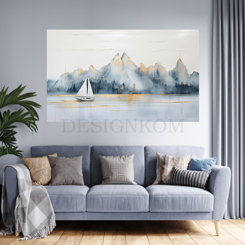landscape mountain boat river