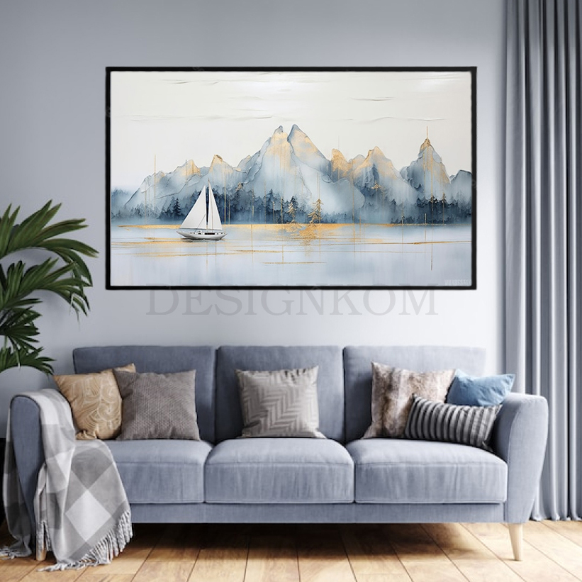 landscape mountain boat river