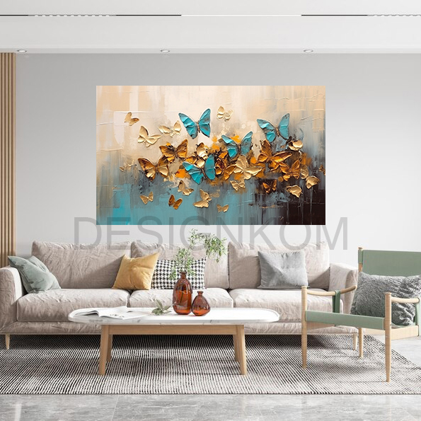butterflies gold green