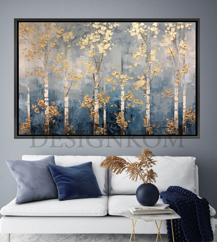 blue gold reflect forest