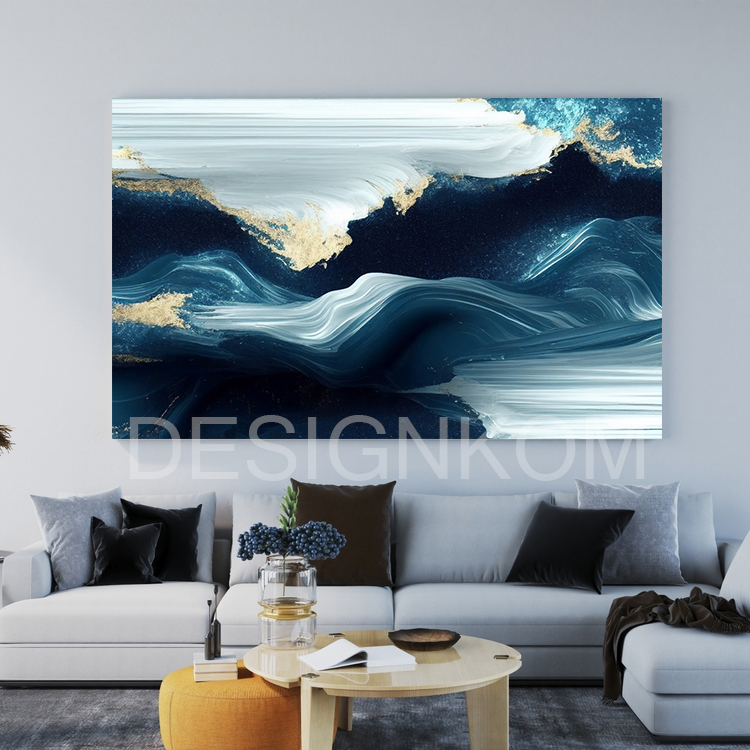 waves gold blue