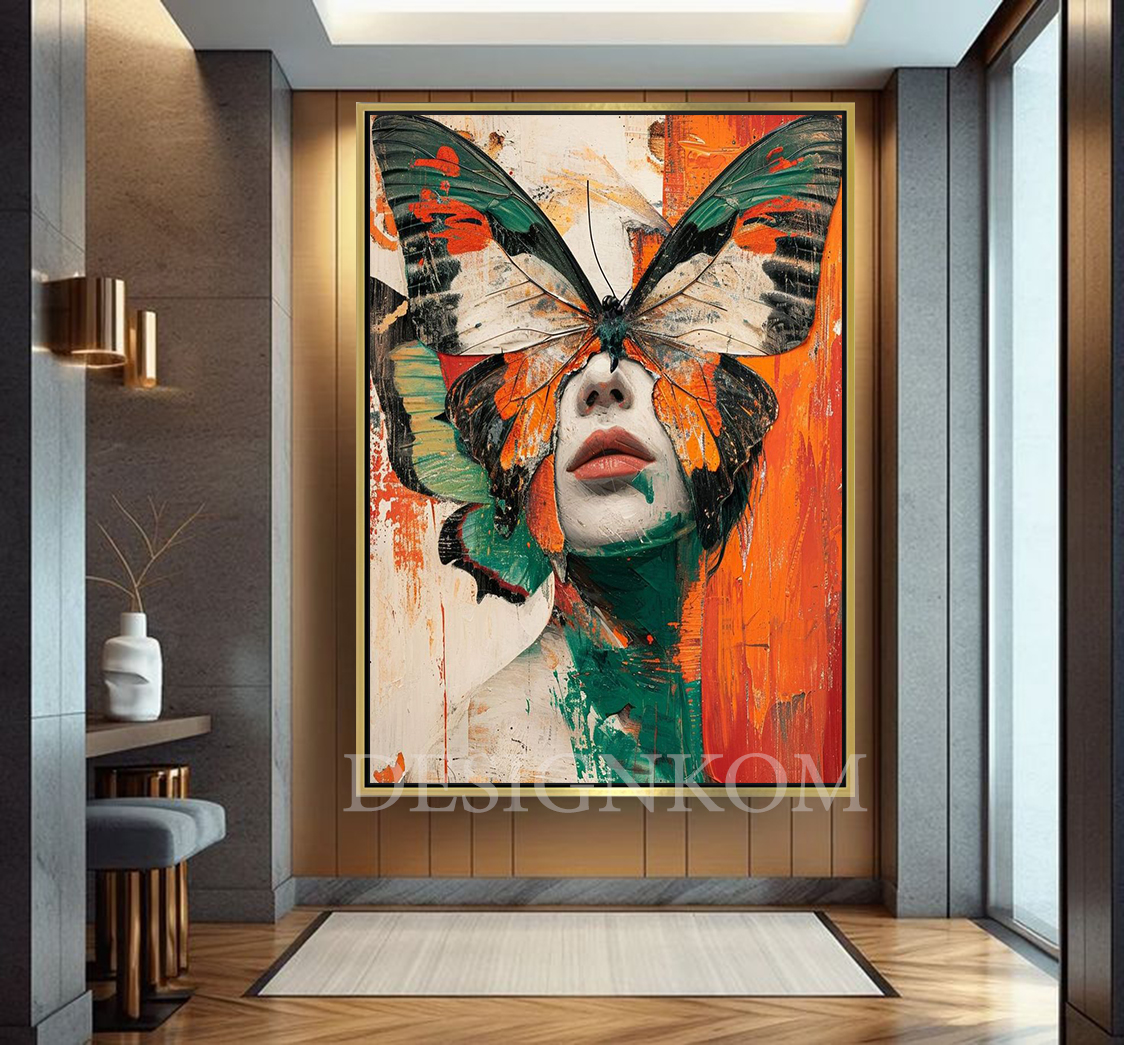 woman butterfly looking