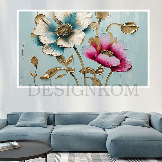 green bleu pink flowwers couple style