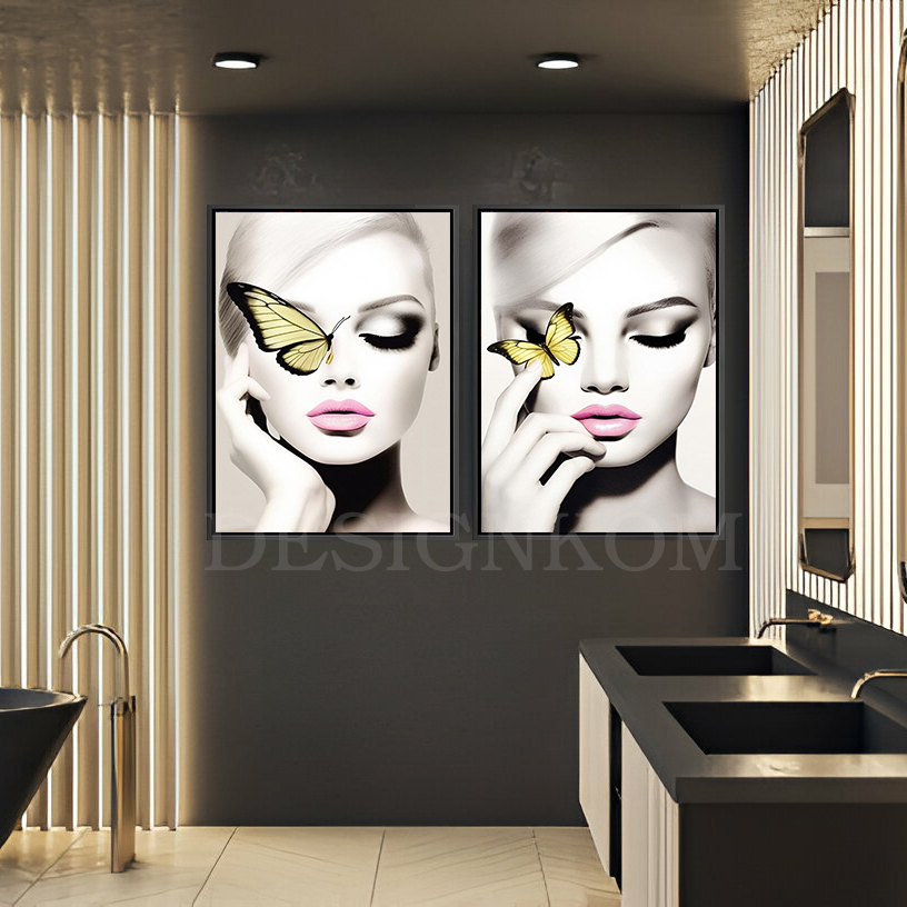 Sublime Women with Yellow Hair and Butterflies