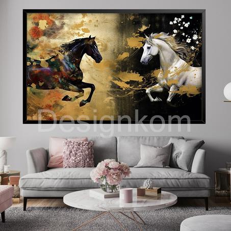 couple horses meet flowers