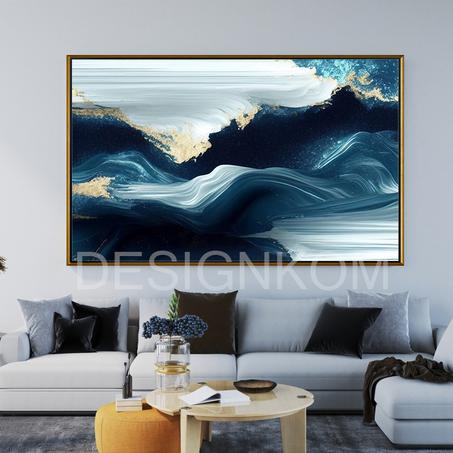 waves gold blue