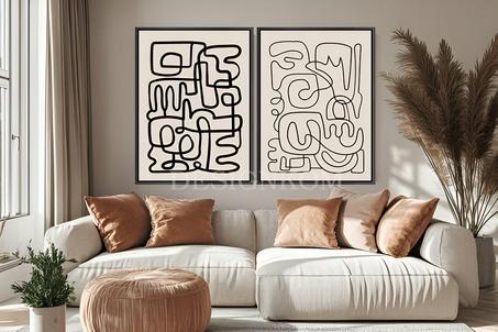 Minimalist flowing black lines