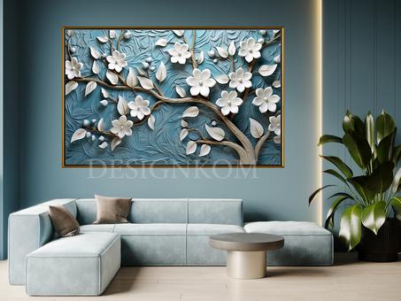 3D TREE OF WHITE FLOWERS