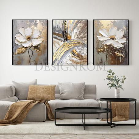 flowers cross in gold
