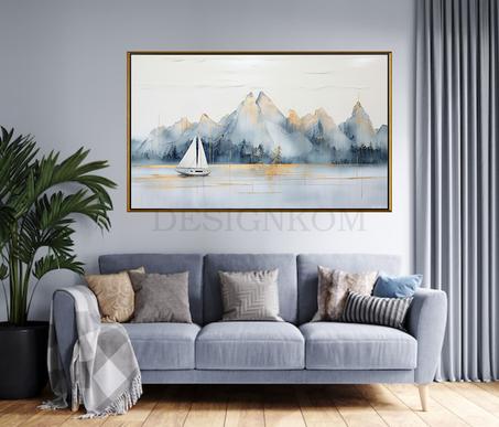 LANDSCAP MAUNTAIN BOAT RIVER
