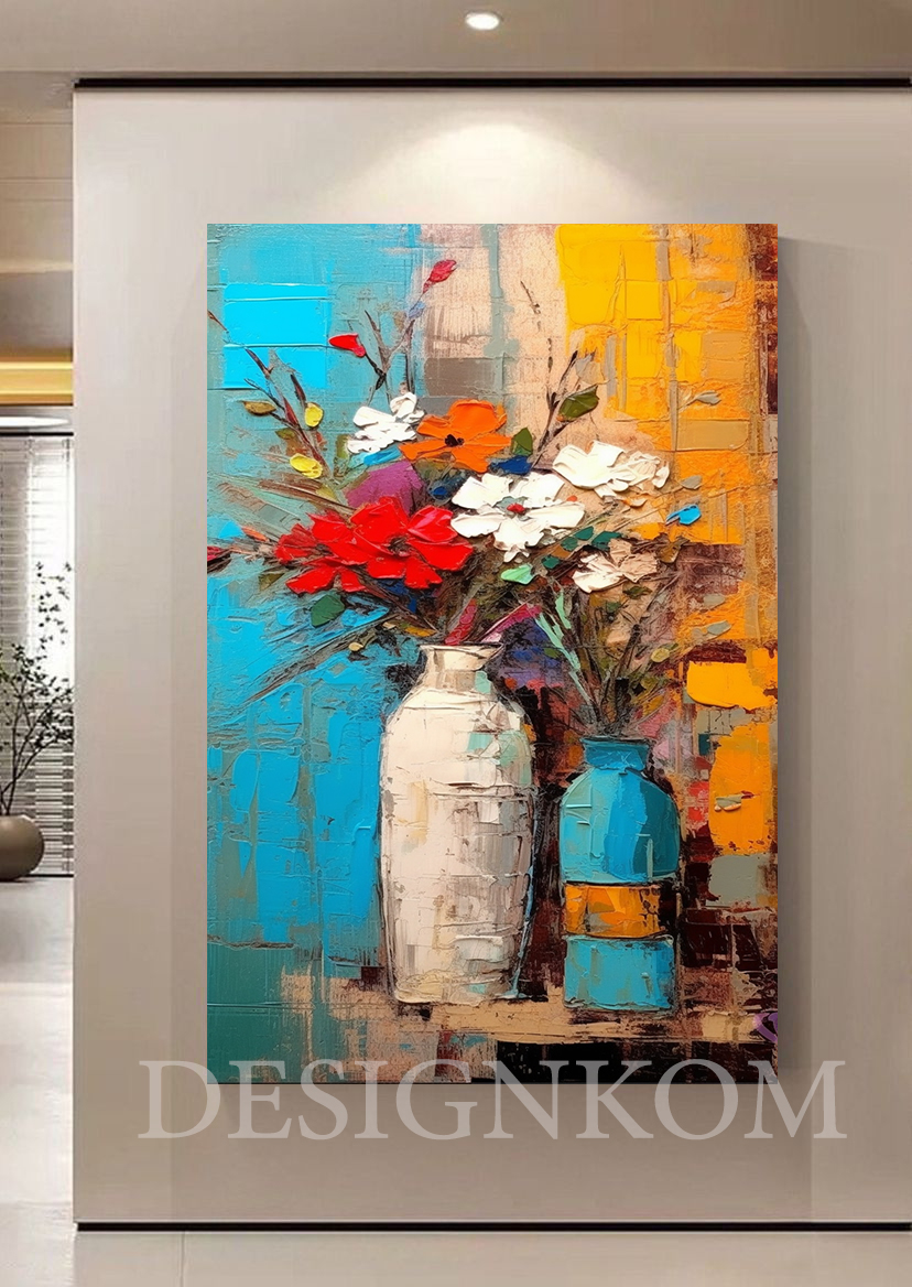 vase of colors flowers