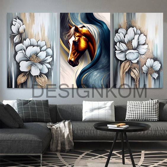 grey horse flowers