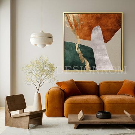 Abstract Orange, Green & Gold – Artistic Immersion