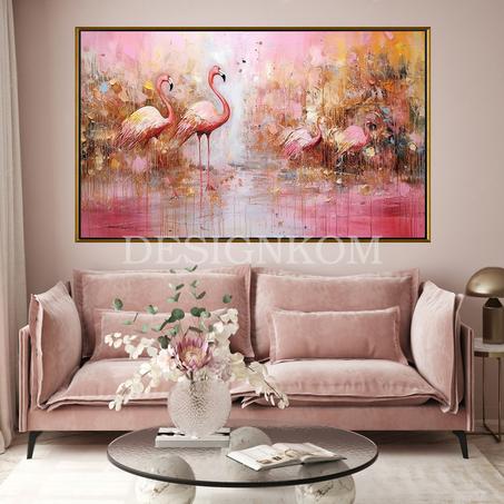 flamingo pink gold art