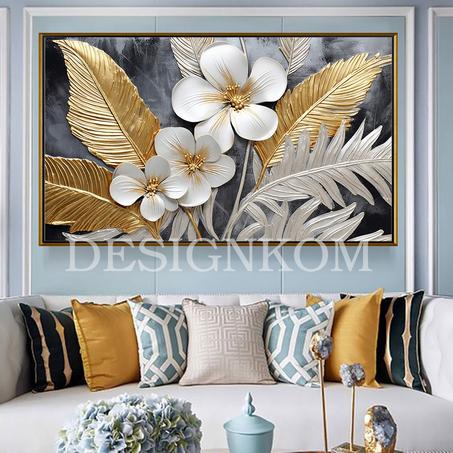 GOLD  WITHE FLOWERS