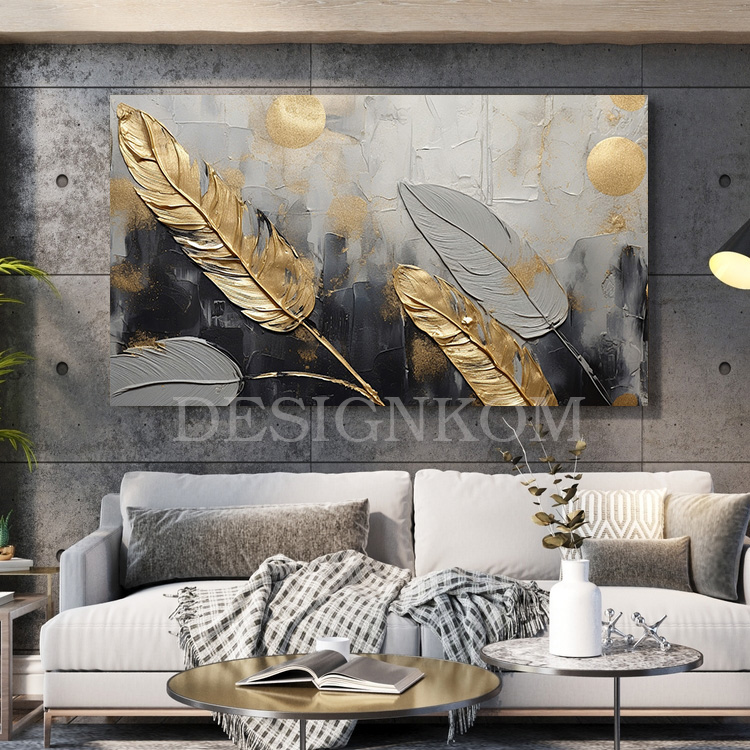 grey gold feather style