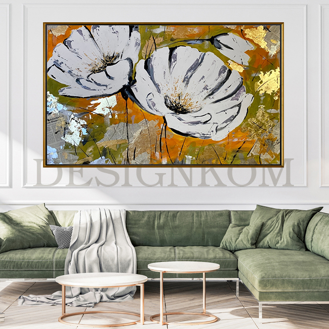 flowers green orange gold