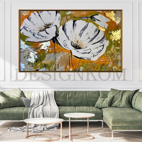 flowers green orange gold