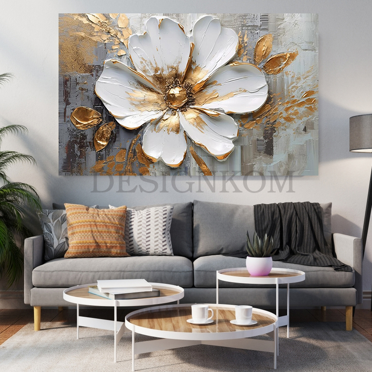 gold flower in grey