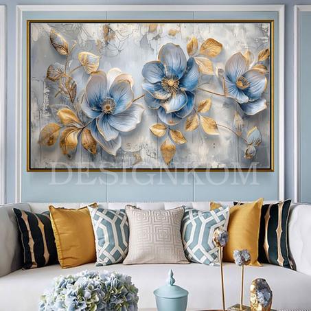 3D blue flowers