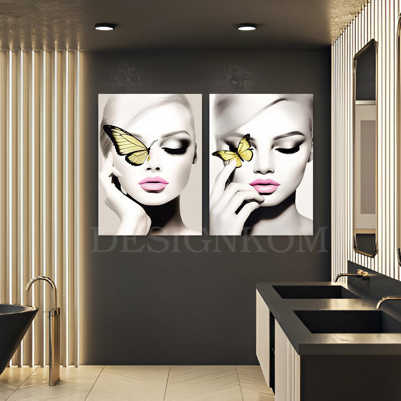 Sublime Women with Yellow Hair and Butterflies